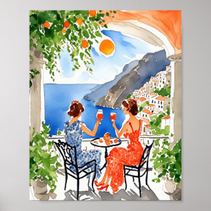 Affiche Aperitivo en Aquarelle Amalfi