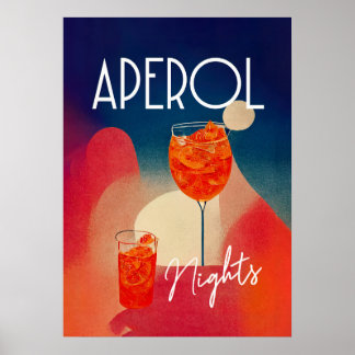 Affiche Aperol Spritz Nights Cocktail rétro