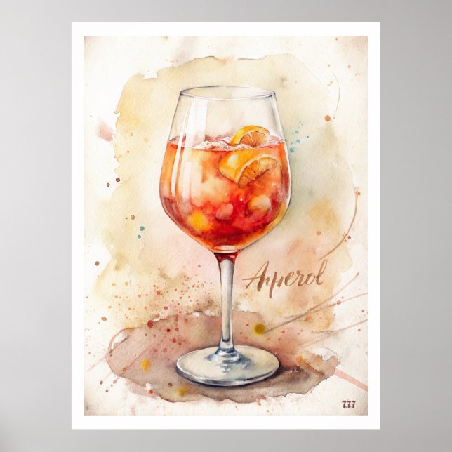 Affiche Aperol Spritz peinture aquarelle (Devant)