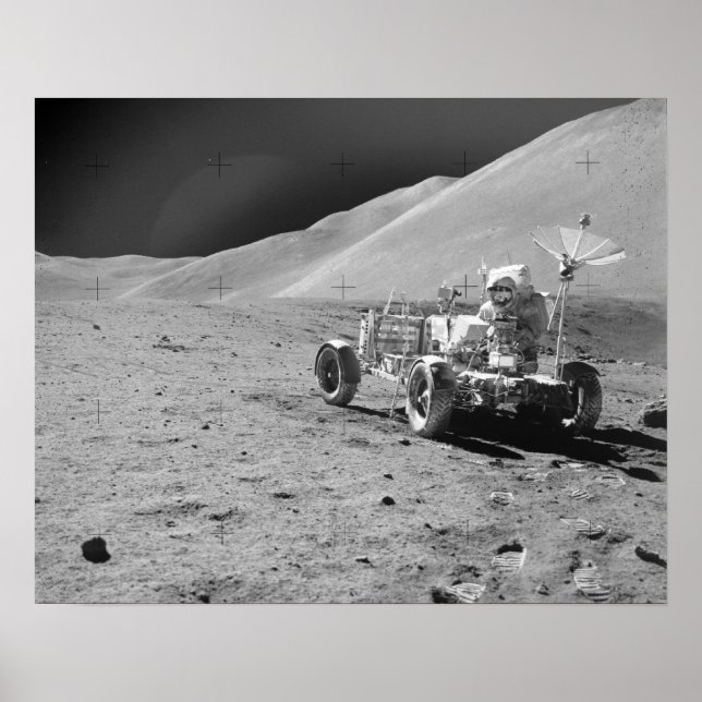 Affiche Apollo 15 Astronaut et véhicule itinérant lunaire (Devant)