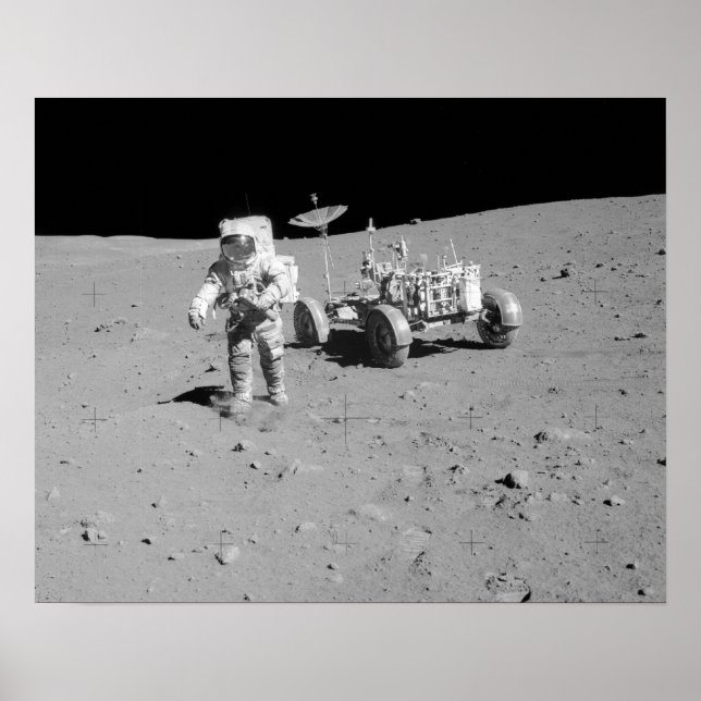 Affiche Apollo 15 Astronaut et véhicule itinérant lunaire (Devant)