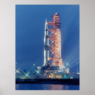 Affiche Apollo 16 sur le panneau de lancement