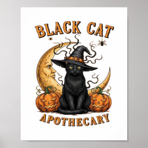 Affiche Apothecaire de chat noir - Lune de cuisine d'Hallo