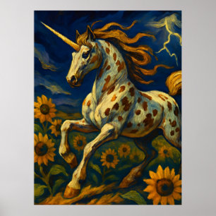 Affiche Appaloosa Unicorne dans une tempête