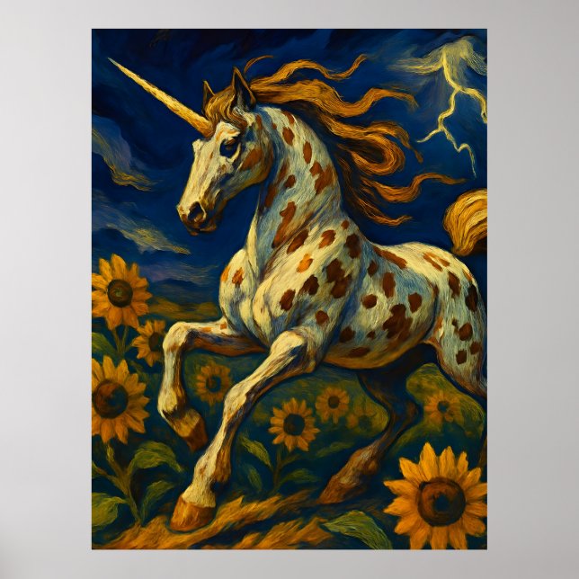 Affiche Appaloosa Unicorne dans une tempête (Devant)