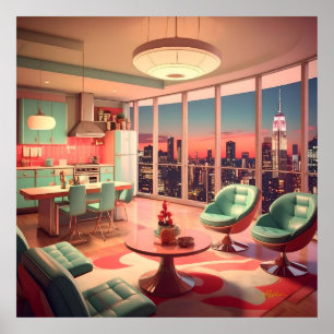 Affiche Appartement Penthouse Futuriste Atomique