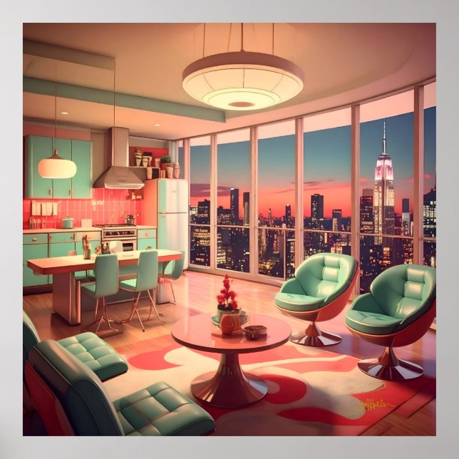 Affiche Appartement Penthouse Futuriste Atomique (Devant)