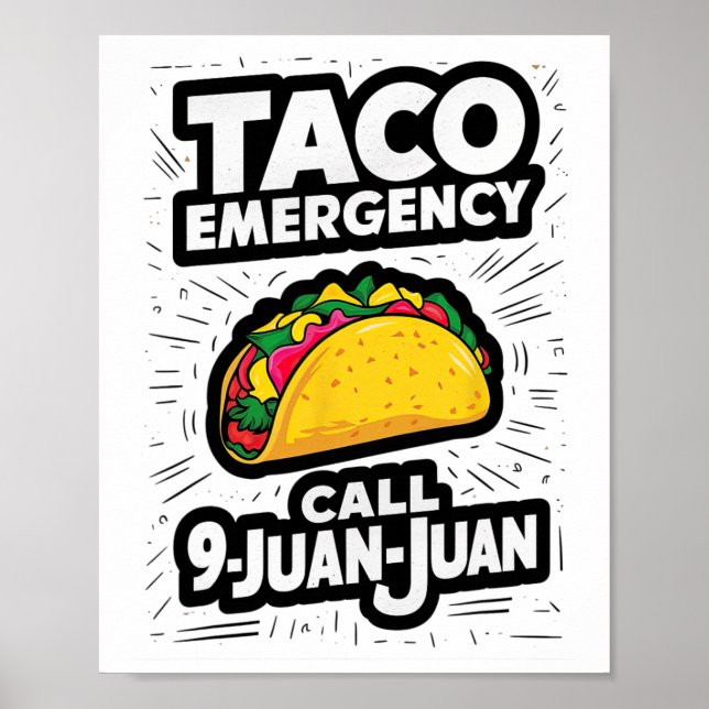 Affiche Appel d'urgence Taco 9 Juan Juan Funny Cinco De Ma (Devant)
