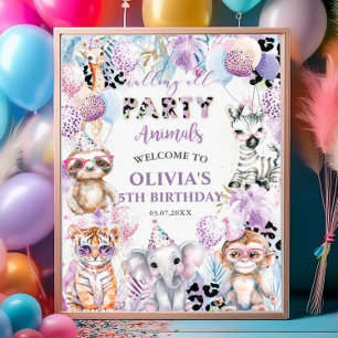 Affiche Appel Tous Les Animaux De Fête Jungle Safari Bienv