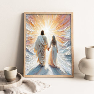 Affiche Appelant la foi, Art chrétien, Jésus marchant avec