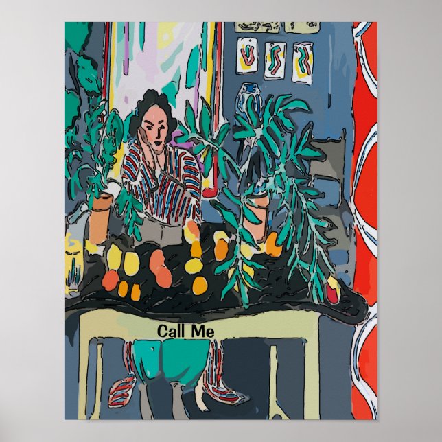 Affiche Appelez-moi, Téléphone portable, Jardin, modifier  (Devant)