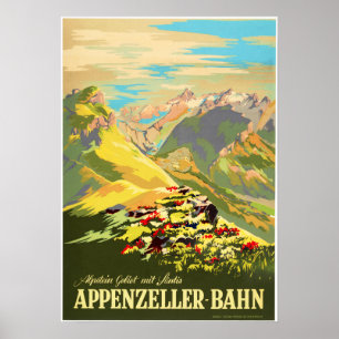 Affiche Appenzeller Bahn Swiss Appenzell Chemins de fer