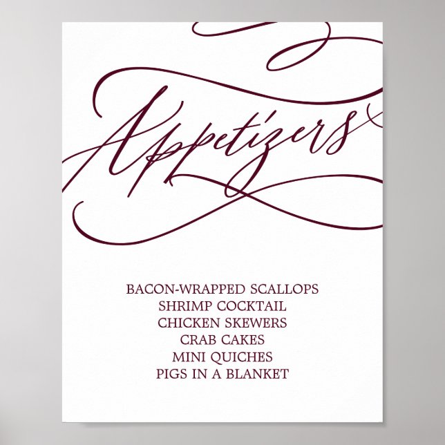 Affiche Appetits de mariage au texte burgundy romantique (Devant)