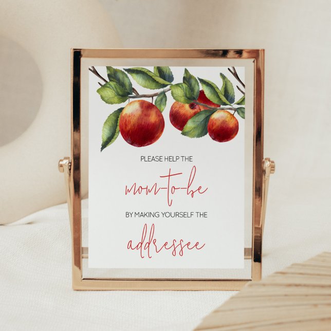 Affiche Apple de notre Baby shower oculaire Enveloppe Stat (Red Apple Baby Shower Envelope Station Sign)