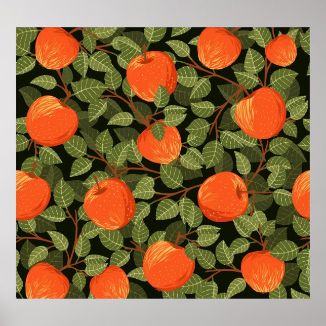 Affiche Apple Harvest : Feuilles verts Vintages (Devant)