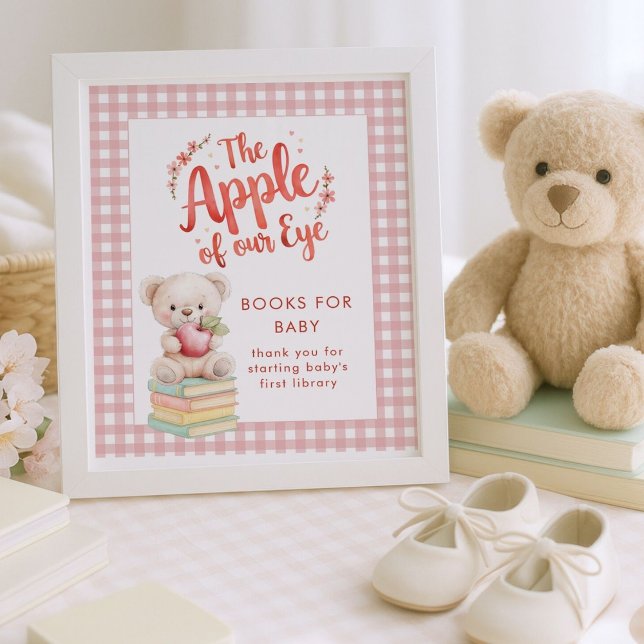 Affiche Apple of Eye Books for Baby En vichy Baby shower (Créateur téléchargé)