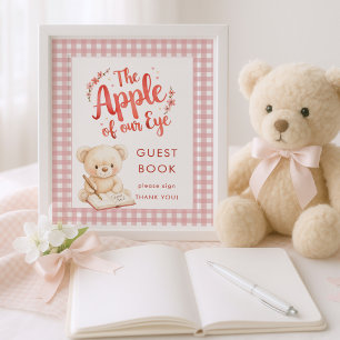 Affiche Apple of Eye En vichy signe Baby shower du livre d