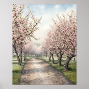 Affiche Apple Orchard en fleurs aquarelle