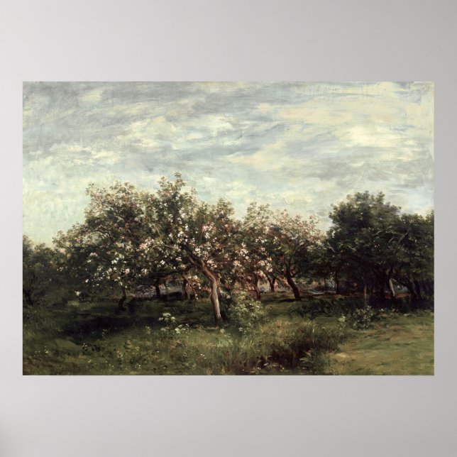 Affiche Apple Orchard Paysage Art Imprimer Vert foncé (Devant)