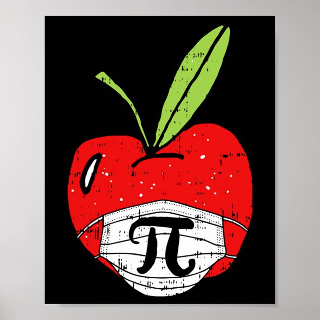 Affiche Apple Pi-day Cute Visage Masque Enseignant Quaran  (Devant)