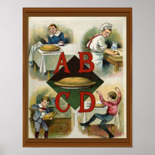 Affiche Apple Pie Alphabet 19ème siècle Illustration Art