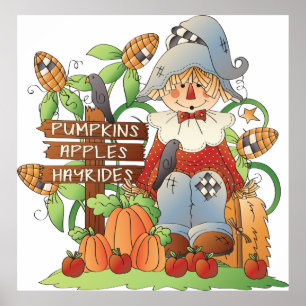 Affiche Apples Hayrides Citrouilles