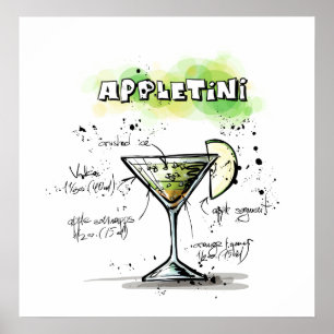 Affiche AppleTini Drink Recette Conception
