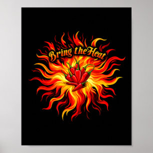 Affiche Apporter la chaleur piment chili flamme nourriture