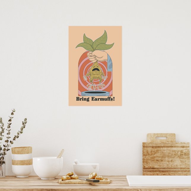 Affiche "Apportez des cache-oreilles !" Graphisme hurleur  (Cuisine)
