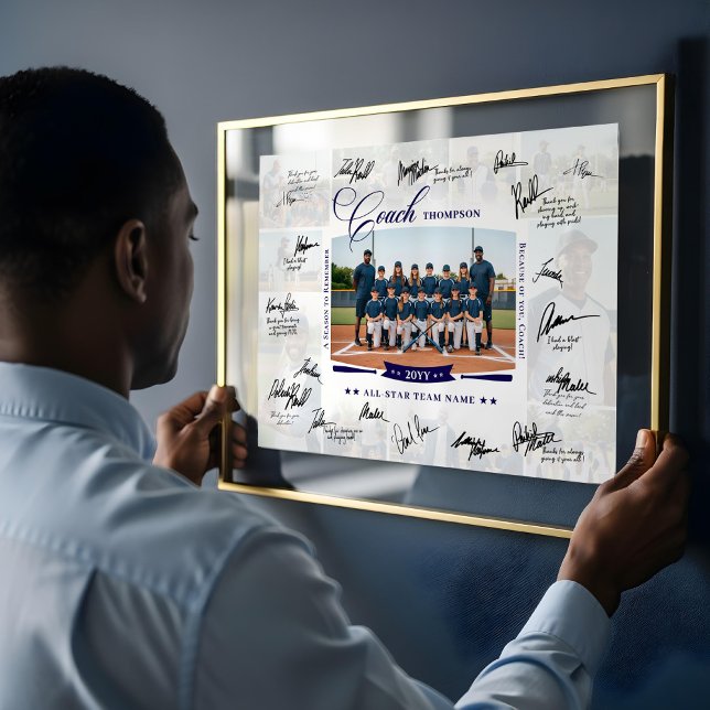 Affiche Appréciation de l'entraîneur Photo Collage Signatu (Coach Appreciation Photo Collage Team Signature Poster (Example of how you can sign the poster))