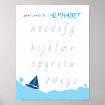 Apprendre à écrire l'affiche de l'alphabet pour le