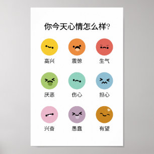 Affiche Apprendre émotions (en mandarin)