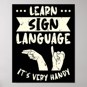 Affiche Apprendre la langue des signes C'est très pratique