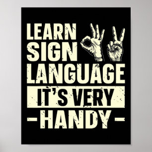 Affiche Apprendre la langue des signes C'est très pratique