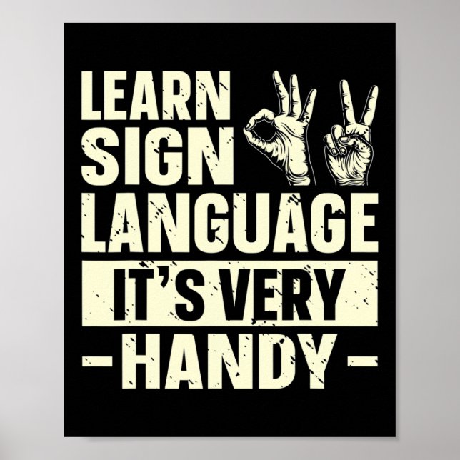 Affiche Apprendre la langue des signes C'est très pratique (Devant)