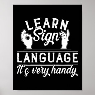Affiche Apprendre la langue des signes Professeur Asl Sens