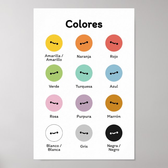 Affiche Apprendre les couleurs (en espagnol) (Devant)
