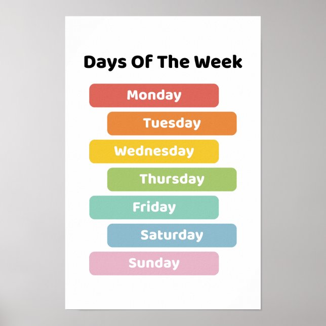 Affiche Apprendre les jours de la semaine (Devant)