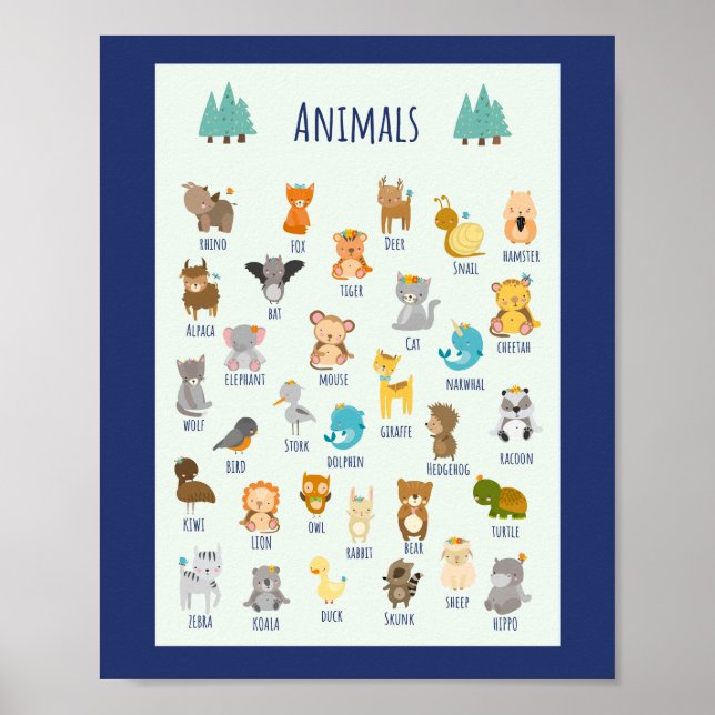 Affiche Apprendre sur les animaux Éducation scolaire Appre (Devant)