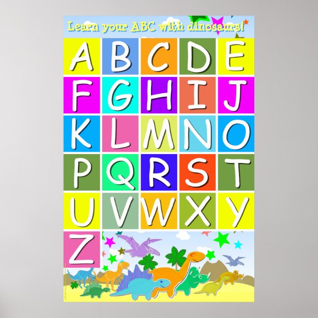 Affiche Apprends tes ABC avec les dinosaures à lire les le (Devant)