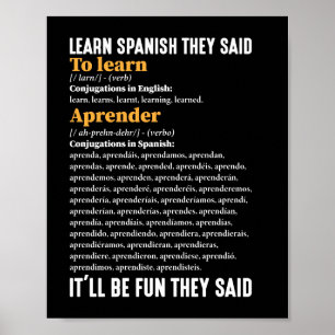Affiche Apprenez l'espagnol Ce sera amusant Ils disent drô