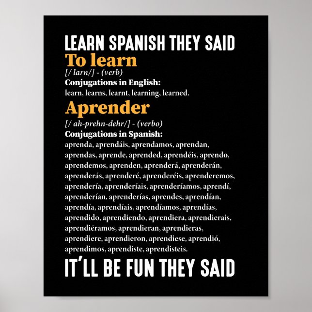 Affiche Apprenez l'espagnol Ce sera amusant Ils disent drô (Devant)
