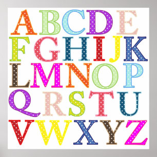 Affiche Apprentissage de l'alphabet Poka Dot