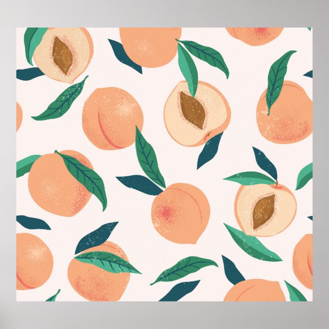 Affiche Appricot de Pêche : Motif Tropical Sans Seamless. (Devant)