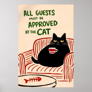 Affiche approuvée par les chats, décoration murale
