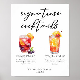 Affiche Après-midi Signature Mariage Cocktails Menu