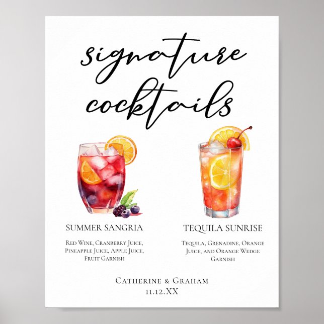 Affiche Après-midi Signature Mariage Cocktails Menu (Devant)