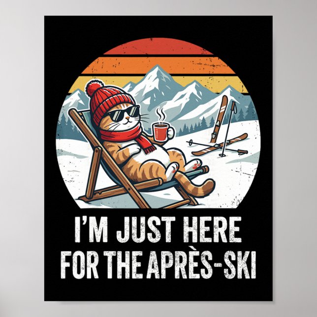 Affiche Après-ski Chat Skiing Hommes Femmes Enfants Drôle  (Devant)