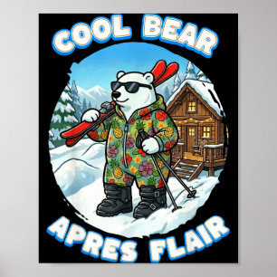Affiche Après-ski flair cool ours polaire ski regardant bo