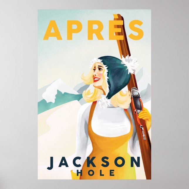 Affiche "Apres Ski Jackson Hole" Cool Retro Skiing Art (Devant)